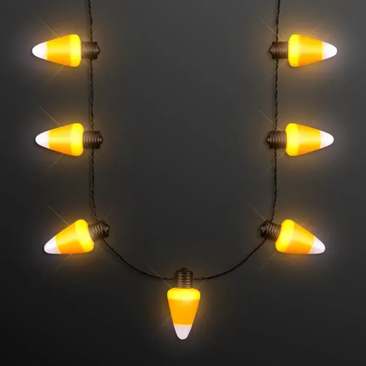 Candy Corn Lights Halloween Necklace — view 2