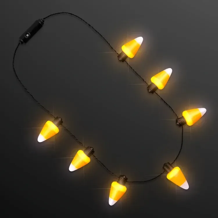 Candy Corn Lights Halloween Necklace — view 3