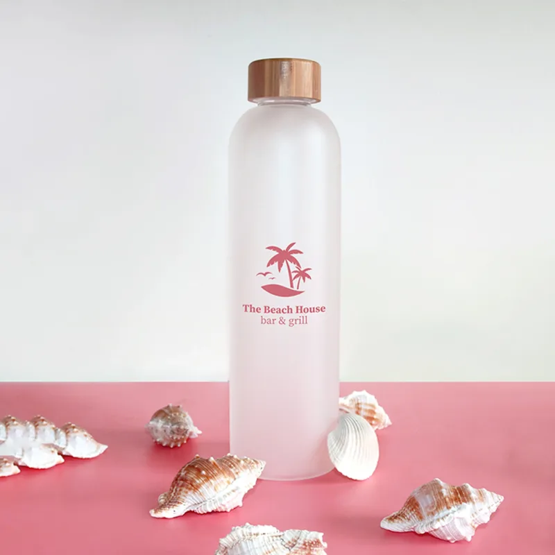 CANTON 1000 ML. (33.8 FL. OZ.) GLASS BOTTLE WITH BAMBOO LID — view 2