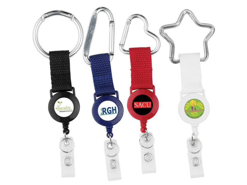 Carabiner Badge Holder With Vinyl Strap (Round & Square)