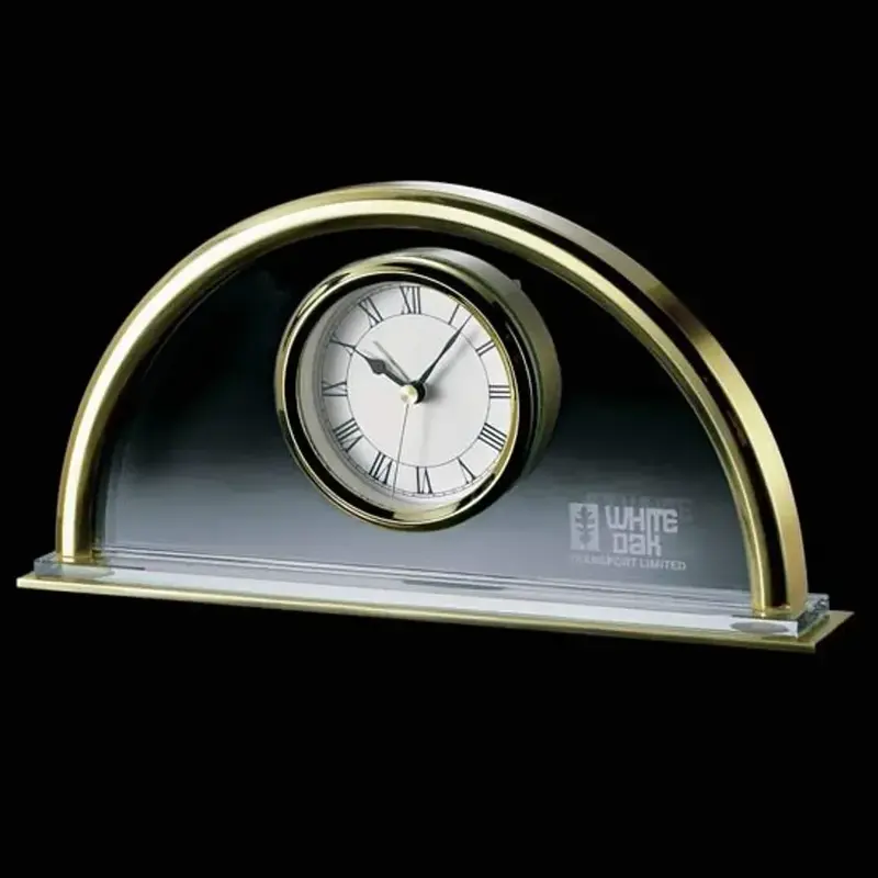 Custom Gold Cartier Clock with Clear Glass/Chrome Erotik - Promotional Product