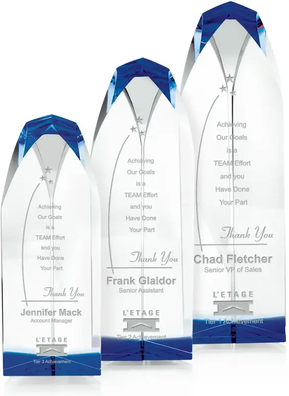 Customizable Blue Accent Optical Cascade Tower Award