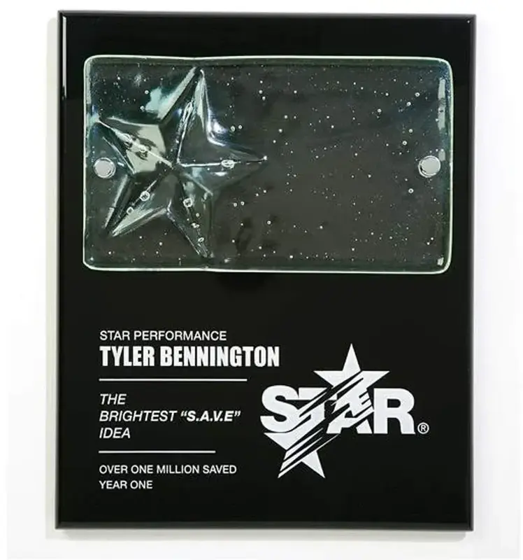 Contemporary Cast Star Glass Plaque - Premium American Made