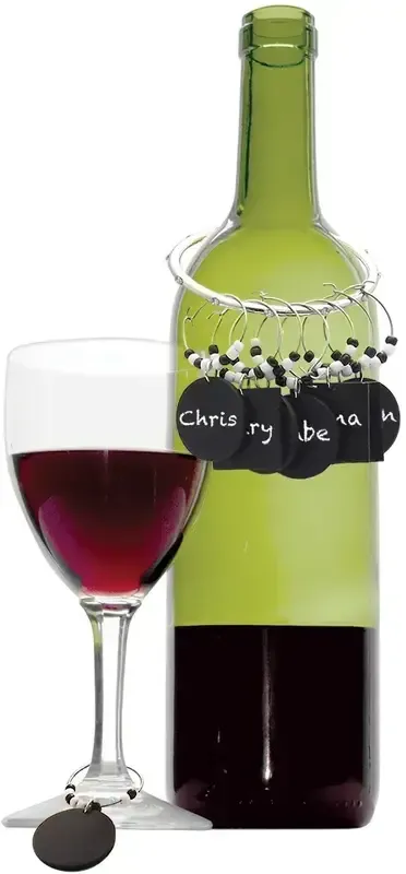 Personalized Chalkboard Wine Charms Set- 8 Charms with Chalk