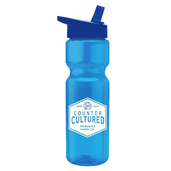 Custom Branded 28 oz. Transparent Bottle - Flip Straw Lid