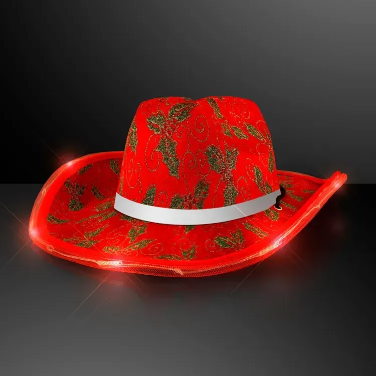 Christmas Cowboy Hats, Holly & Lights With Band — view 2