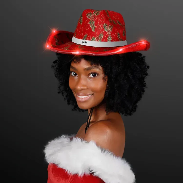 Christmas Cowboy Hats, Holly & Lights With Band — view 3
