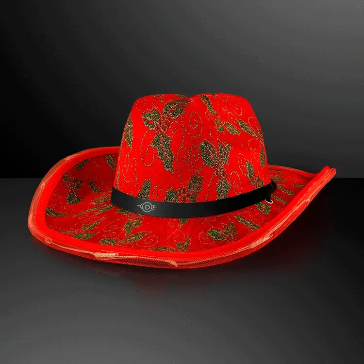Christmas Cowboy Hats, Holly & Lights With Band — view 6