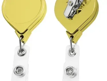 Circle Gold Finish Badge Retractable Reel (Large) — view 2