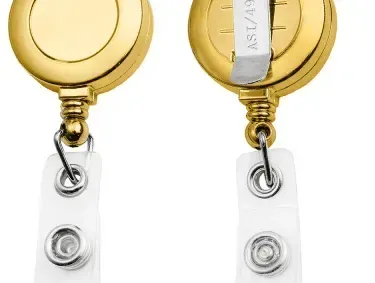 Circle Gold Snap Back Badge Retractable Reel (Small) — view 2