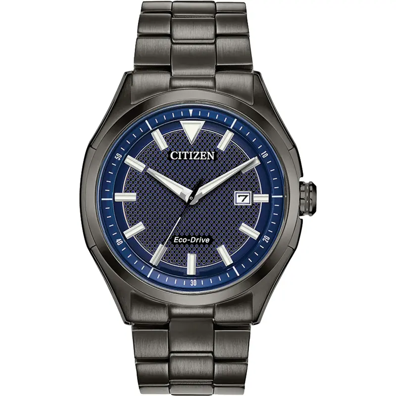 Citizen AW114752L Men's Eco-Drive WDR Watch, Dk Grey SS with Blue Dial