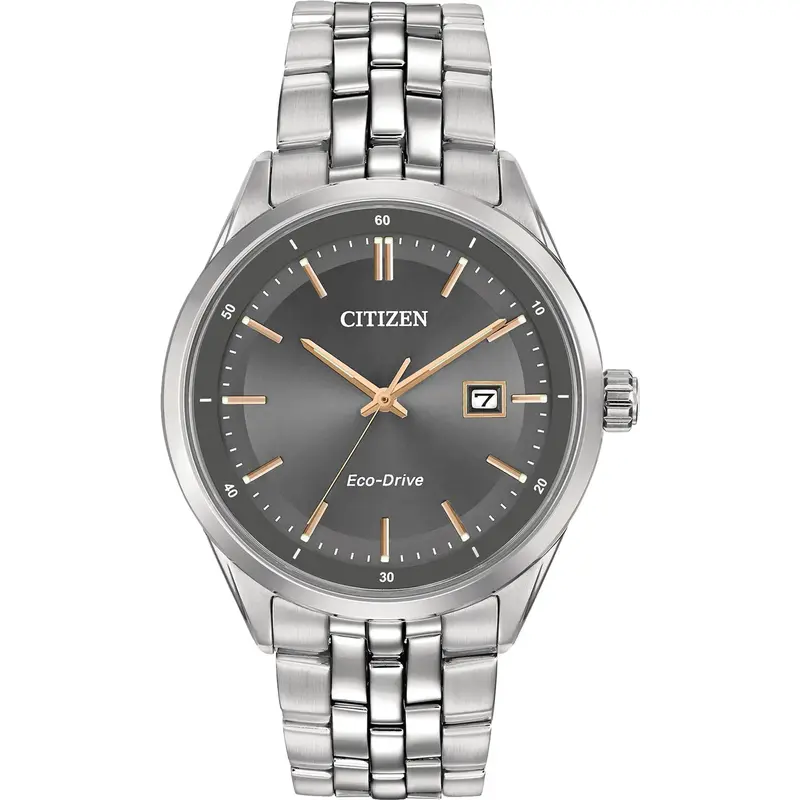 Citizen BM725153H Men's Corso Eco-Drive Watch, SS with Rose Gold-tone Accents & Grey Dial