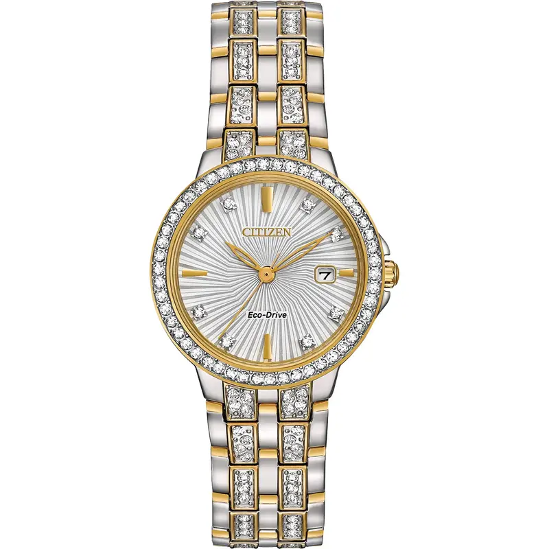 Citizen EW234457A Ladies' Silhouette Crystal Eco-Drive Watch, Two-tone SS Bracelet, Swarvoski Crystal Accents