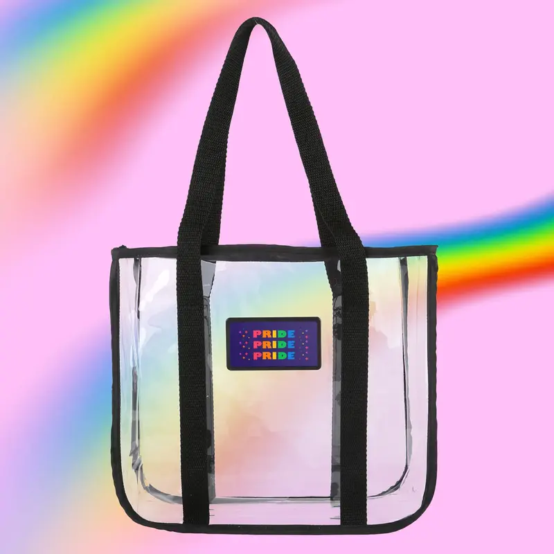 Clear Stadium Approved Tote Bags W/ Black Nylon Trim