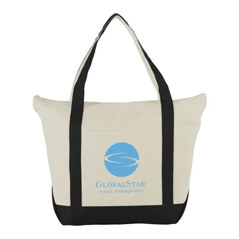 Custom Cotton Canvas Zippered Boat Tote - 12oz