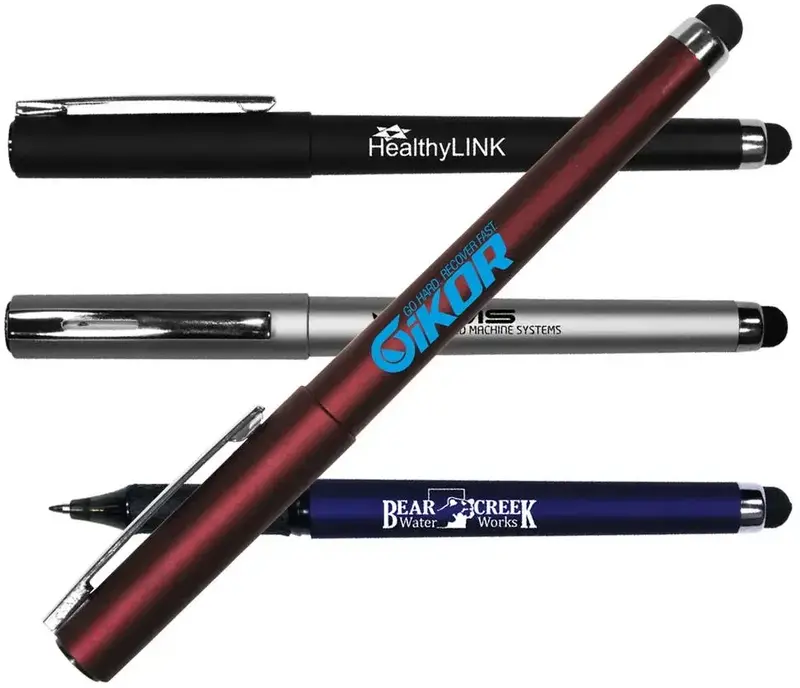 DynamicTouch Metal Barrel Gel Pen/Stylus with Logo Imprint