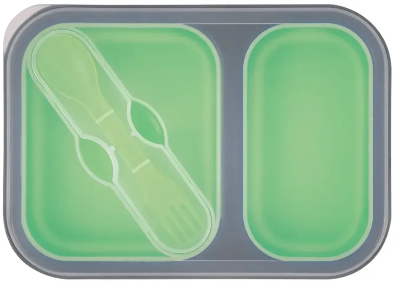 Collapsible 2-Section Food Container With Dual Utensil — view 2
