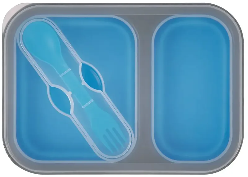 Collapsible 2-Section Food Container With Dual Utensil — view 4