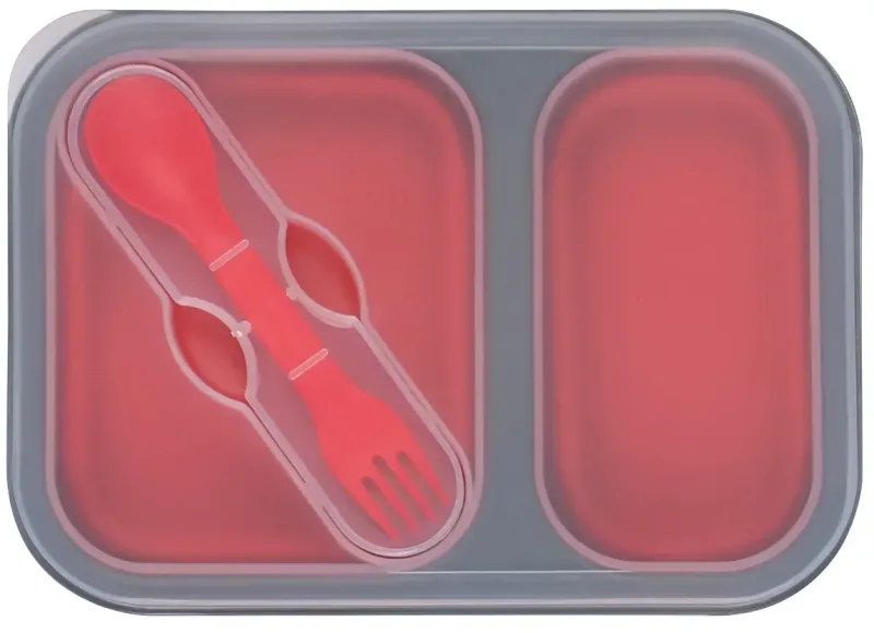 Collapsible 2-Section Food Container With Dual Utensil — view 5