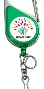 Color Chrome Carabiner ID Badge Reel (“J” Hook & Split Ring) — view 2