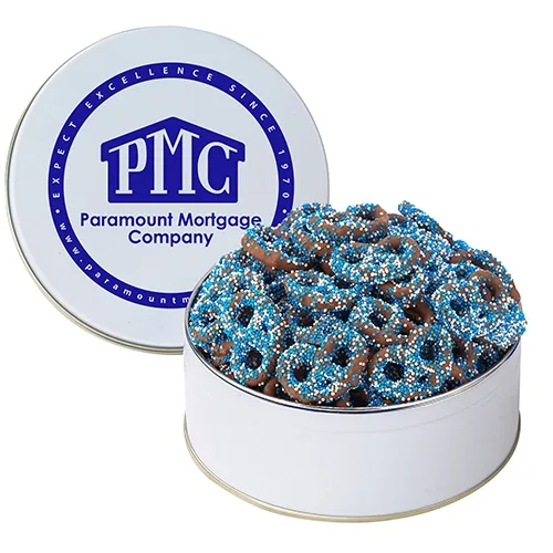 Colorful Corporate Chocolate Pretzel Tin — view 12