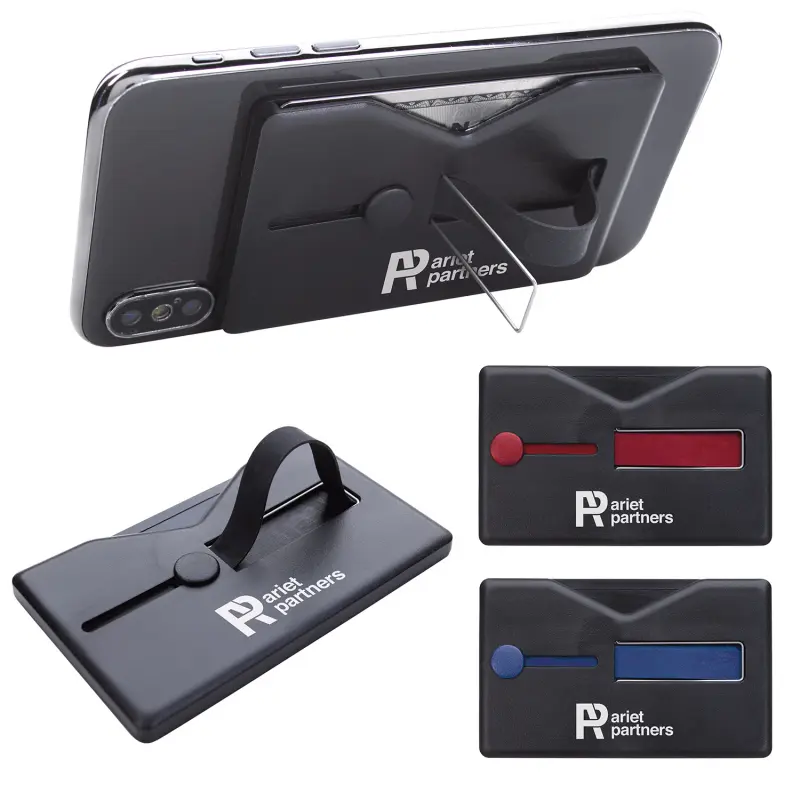 Custom Comfort Grip RFID Phone Wallet with Stand