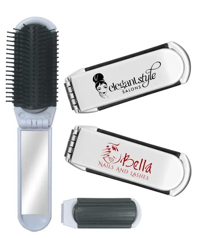 Compact Folding Hair Brush with Mirror
