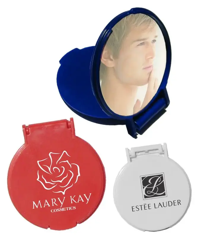 Compact Round Pocket Mirror with Full-Color Logo