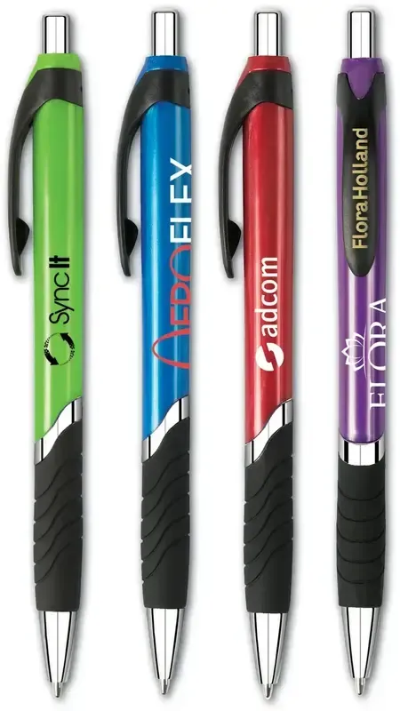 ErgoGlide Customizable Retractable Ballpoint Pen with Iridescent Barrel & Chrome Accents