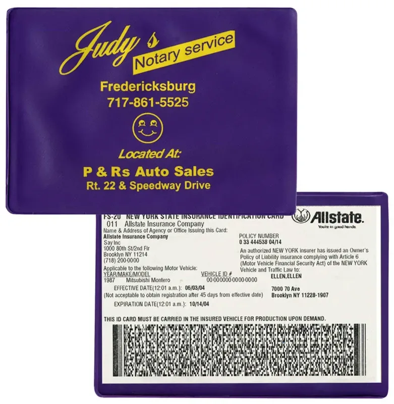Custom Vinyl Insurance Card Holder - Long Side Opening — view 2
