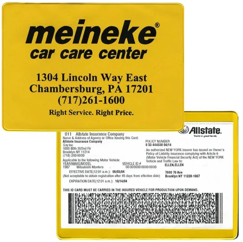 Custom Vinyl Insurance Card Holder - Long Side Opening — view 9