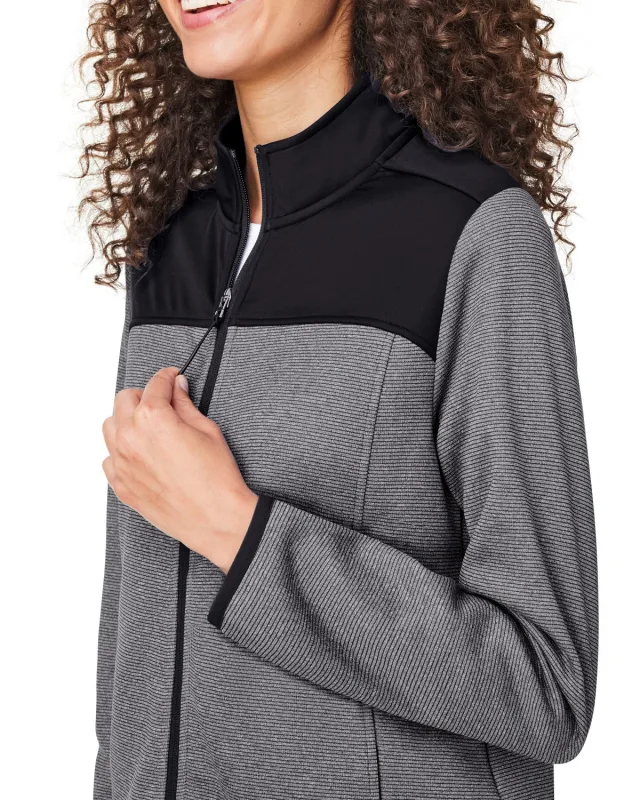 CORE365 Ladies' Venture Heathered Stripe Hybrid Jacket — view 2