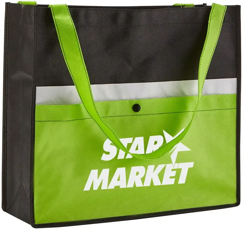 Personalized Non-Woven Snap Pocket Tote