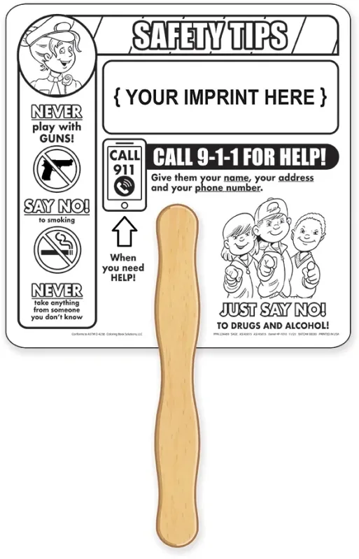 Crime Prevention Coloring Hand Fan โ view 1