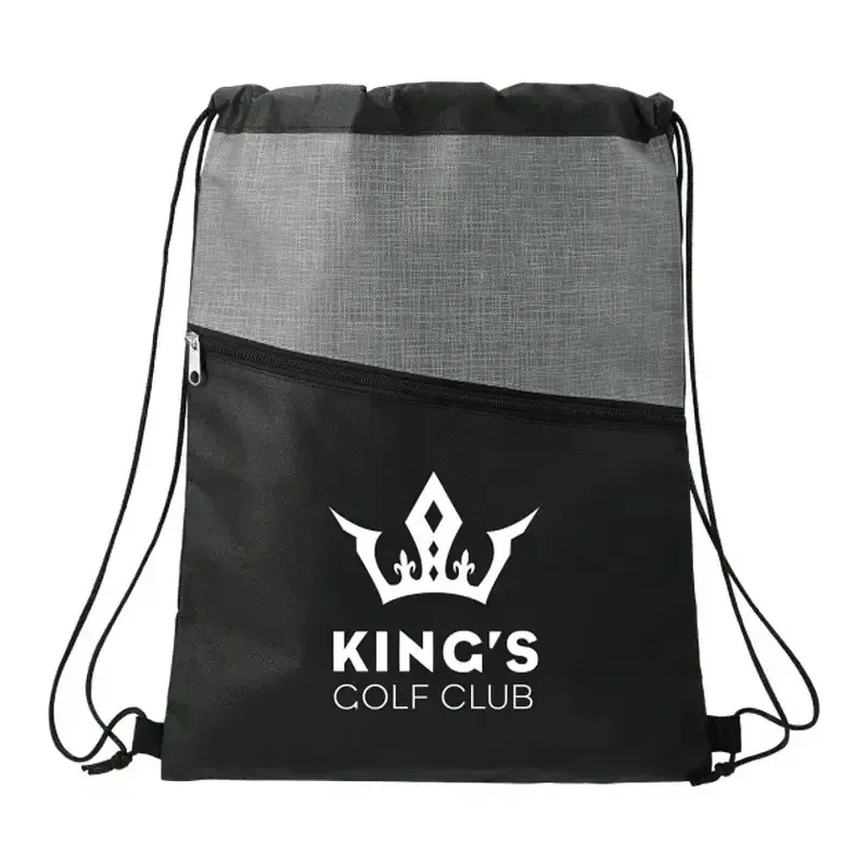 Promotional Cross Weave Zippered Drawstring Bag