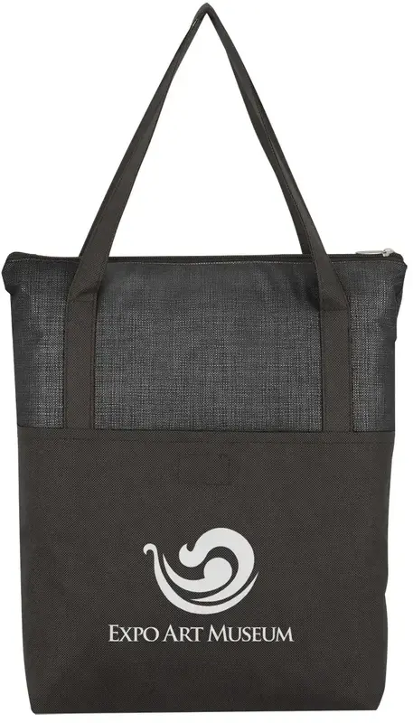 Crosshatch Non-Woven Zippered Tote Bag