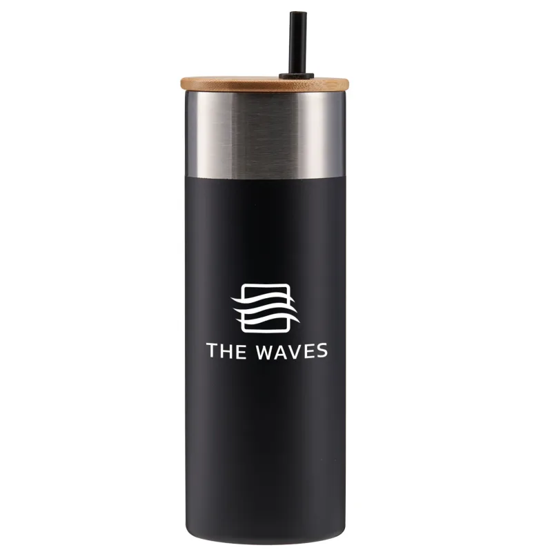 20 oz. Stainless Steel Tumbler with Bamboo Lid & Straw — view 2