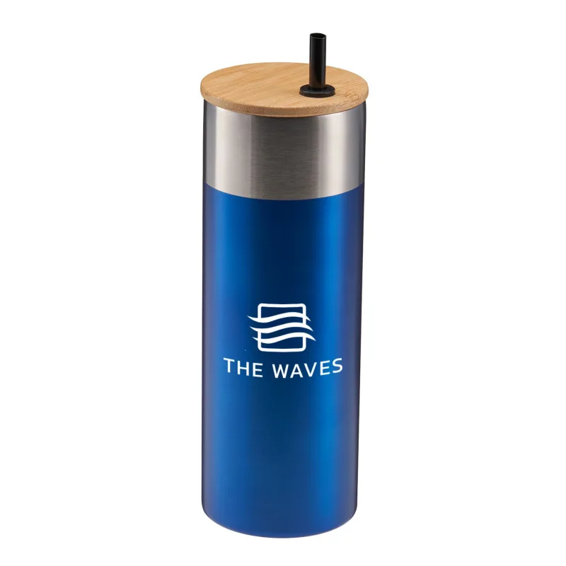 20 oz. Stainless Steel Tumbler with Bamboo Lid & Straw — view 3