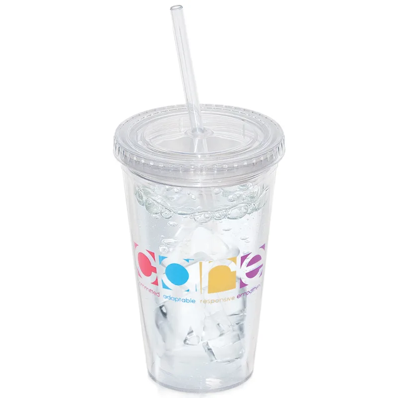 500 Ml. 17 Fl. Oz. Double Walled Tumbler With Straw — view 3
