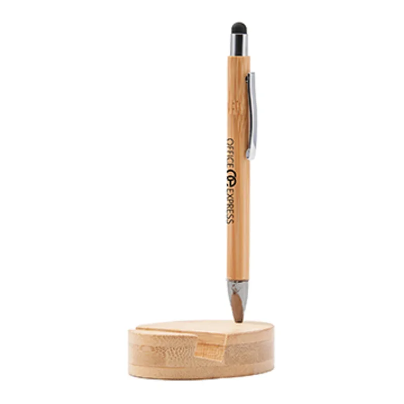 Bamboo Magnetic Stylus Pen & Phone Stand — view 2