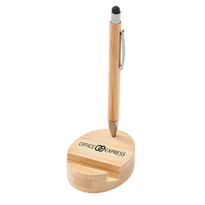 Bamboo Magnetic Stylus Pen & Phone Stand