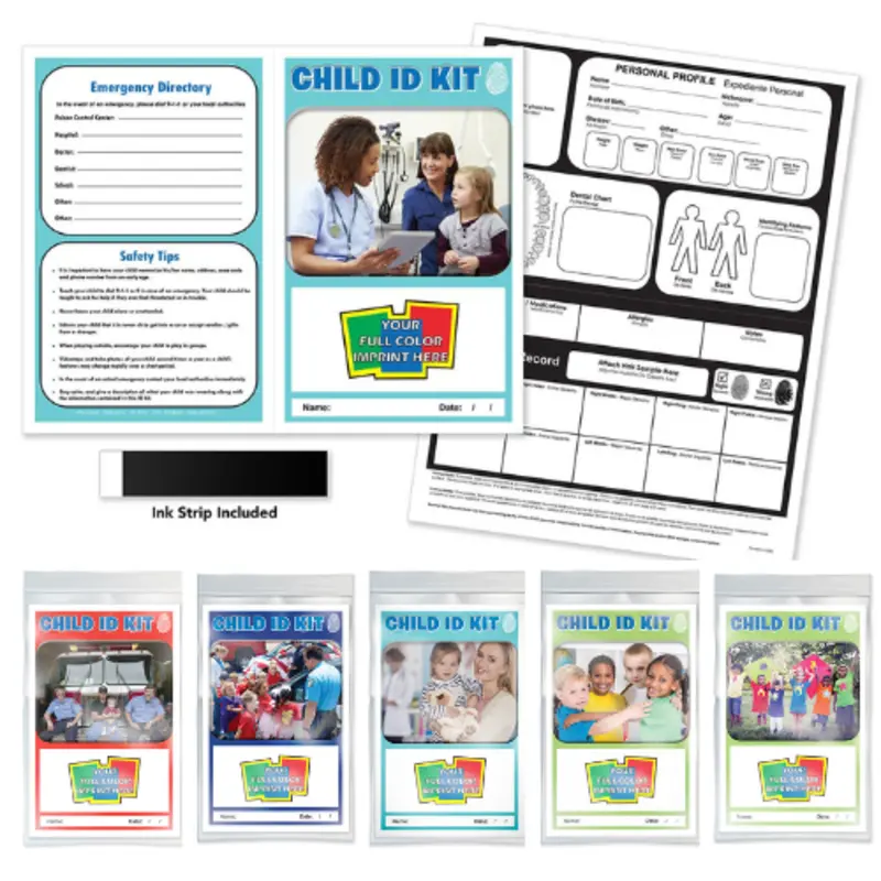 Custom Child & Adult Safety Emergency Kit - Includes Poly Bag & Ink Strip