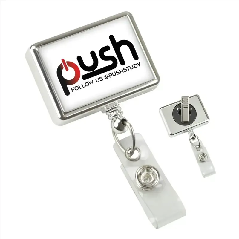 Branded Custom Chrome Badge Reel (Rectangular Shape) - Pack of 100