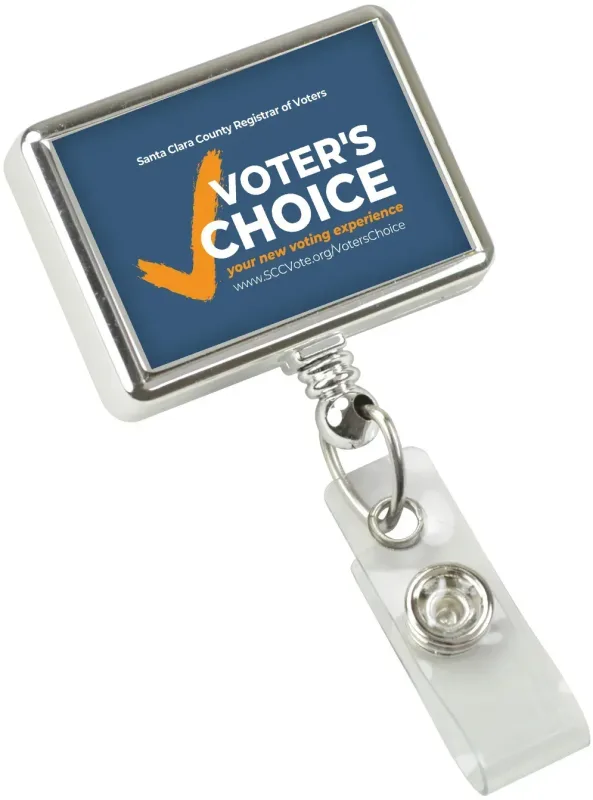 Branded Custom Chrome Badge Reel (Rectangular Shape) - Pack of 100 — view 2