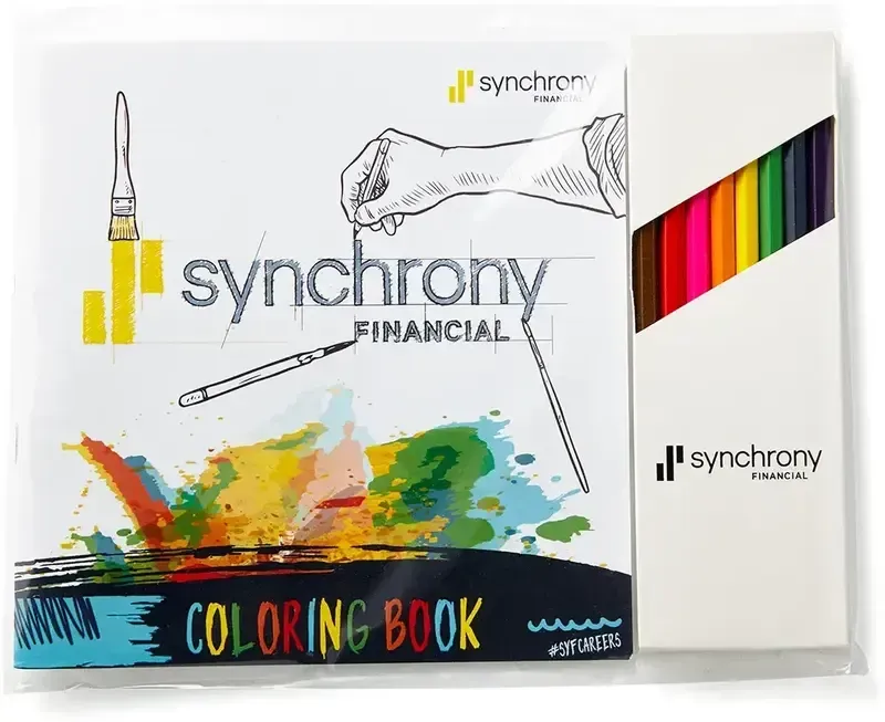 Custom Cover Deluxe 7"x7" Adult Coloring Book & 8 Color Pencil Set