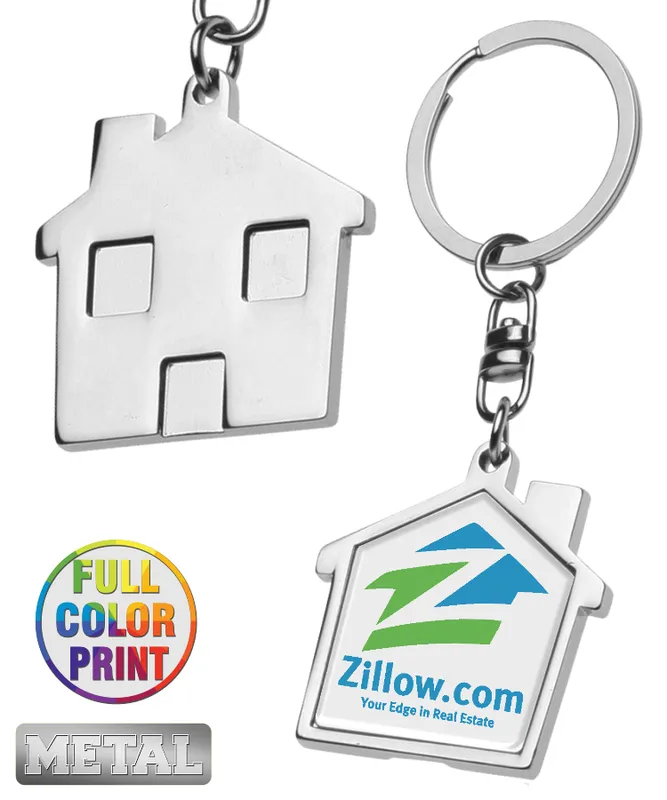 Custom House Shaped Metal Keychain - Sleek Design