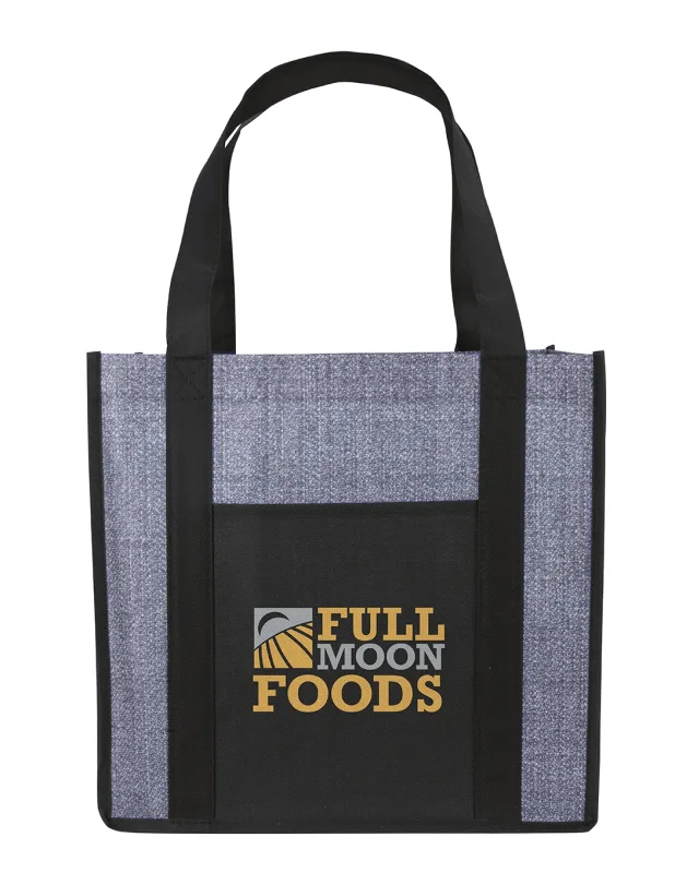Custom Laminated Heathered Non-Woven Grocery Tote Bag — view 2