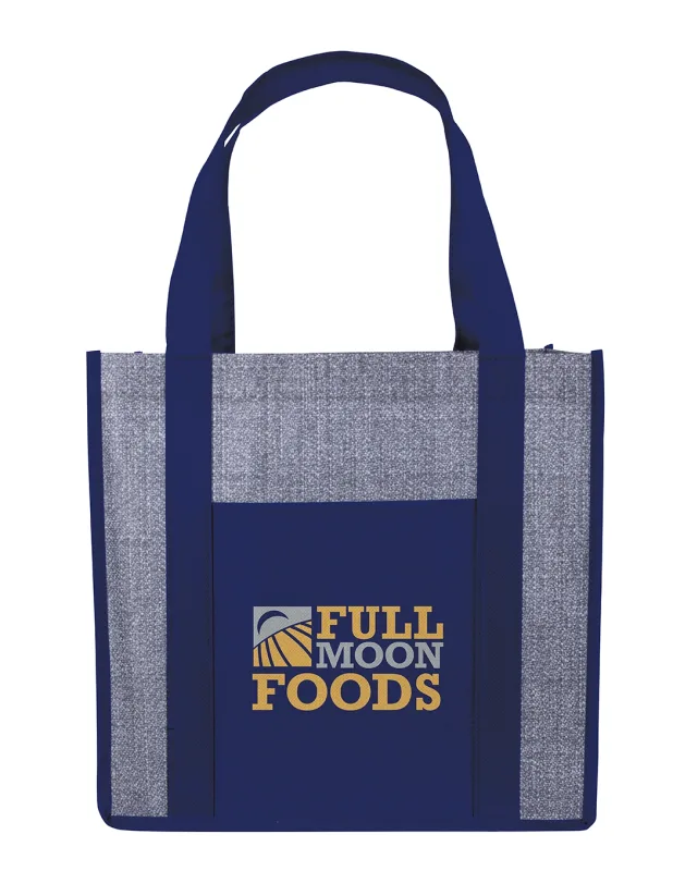 Custom Laminated Heathered Non-Woven Grocery Tote Bag — view 3