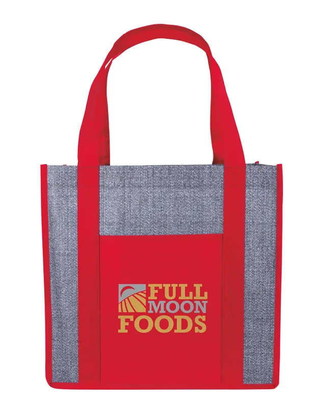 Custom Laminated Heathered Non-Woven Grocery Tote Bag — view 4