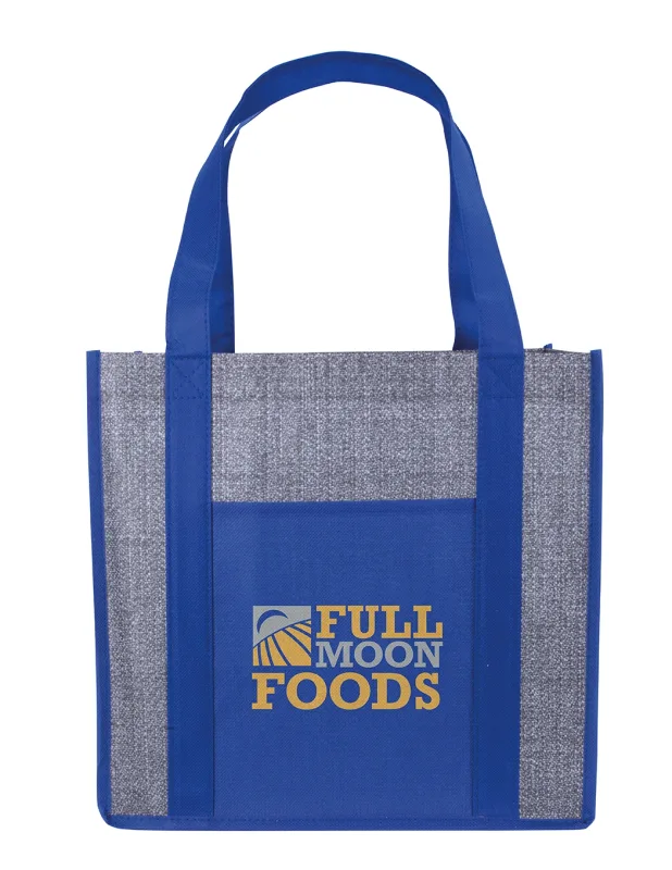 Custom Laminated Heathered Non-Woven Grocery Tote Bag — view 5
